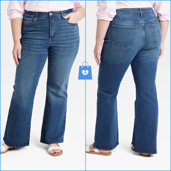 Size 17 - Womens High-Rise Flare Jeans - Universal Thread - Medium Wash - Picture 1 of 11